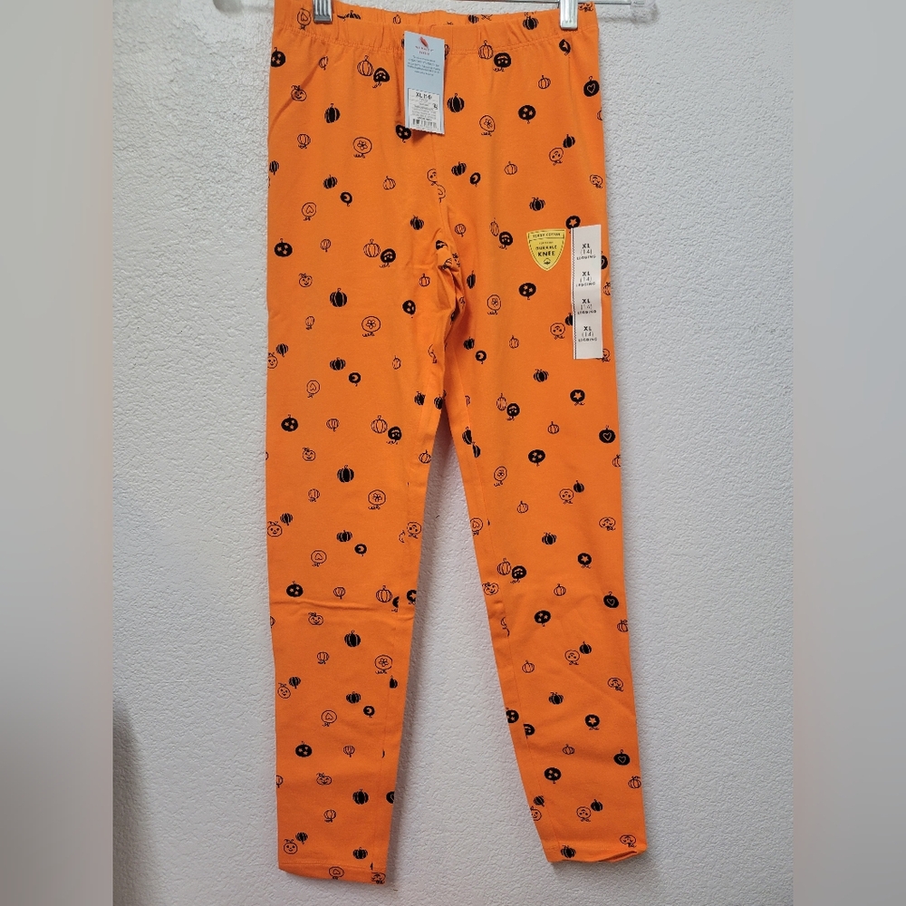 Cat & Jack Girls Orange Halloween Print Leggings Size 14 (XL) Nwt